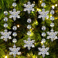 Crystal Snowflake Ornaments Christmas Tree Decorations 30-Pack Hanging Clear Acrylic Snowflake Christmas Tree Ornaments Winter Wonderland Home Decor Indoor, Snow Flake Star Xmas Holiday Party Supplies