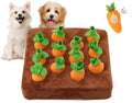 Interactive Dog Toys，Carrot Snuffle Mat for Dogs Plush Puzzle Toys 2 in 1 Non-Slip Nosework Feed Games Pet Stress Relief with 12 Carrots