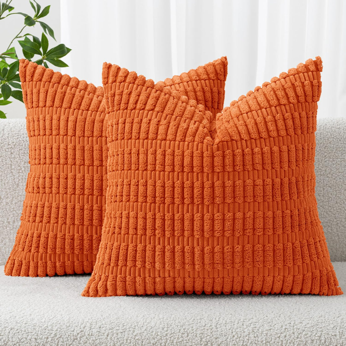 MIULEE Fall Decorative Throw Pillow Covers 18x18 Dark Rust Pack of 2