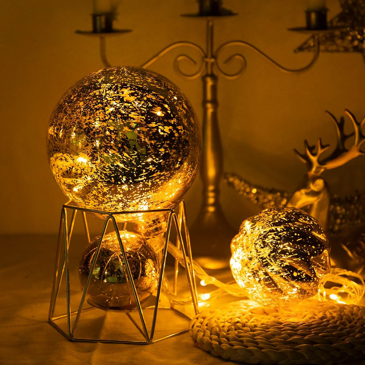 Extra Mercury Hanging Shatterproof Tree Ball Christmas Ornaments(Gold, 4 inch/4 Pcs)