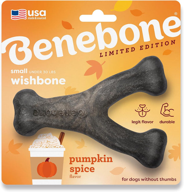 Benebone Wishbone Chew Toy for Aggressive Chewers, Pumpkin Spice, Small