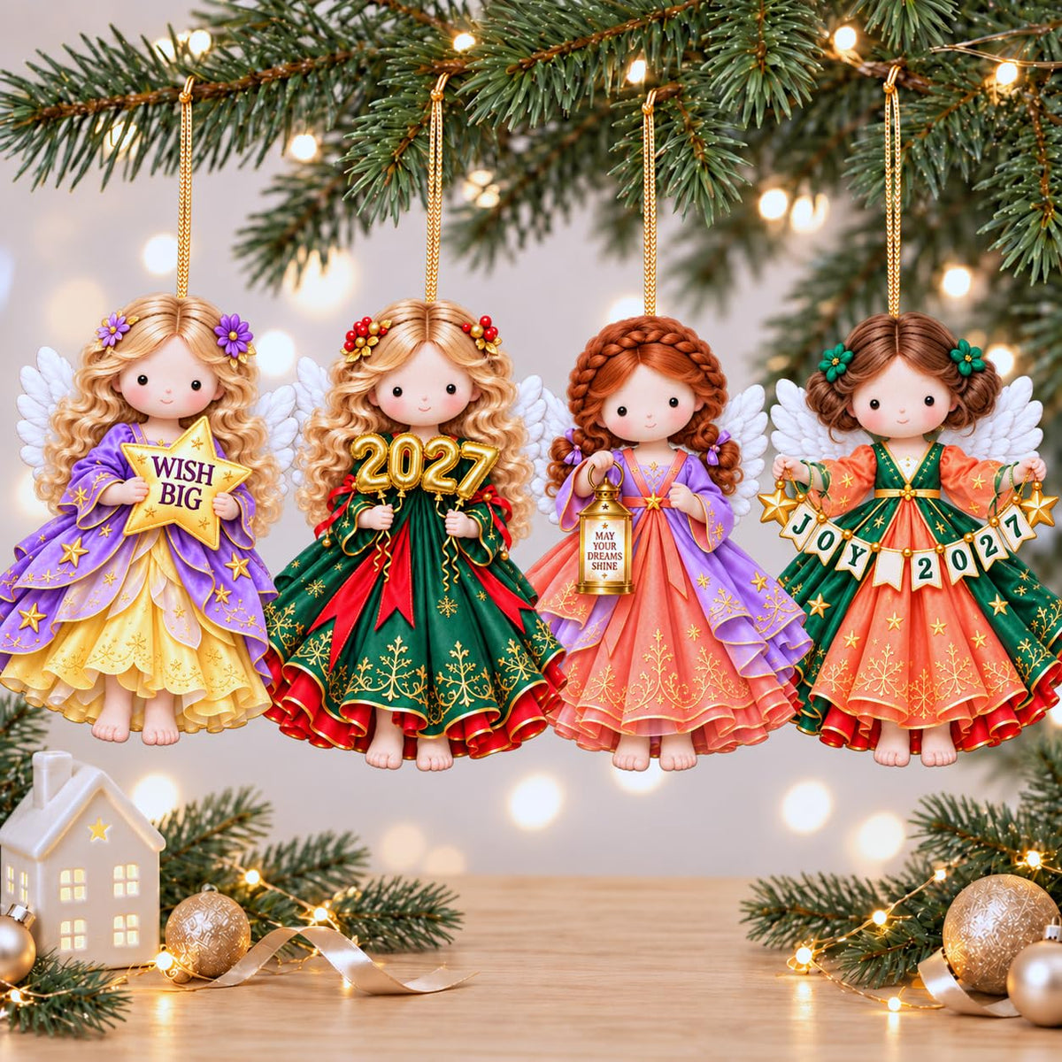 18Pcs Colorful Angel Christmas Ornaments