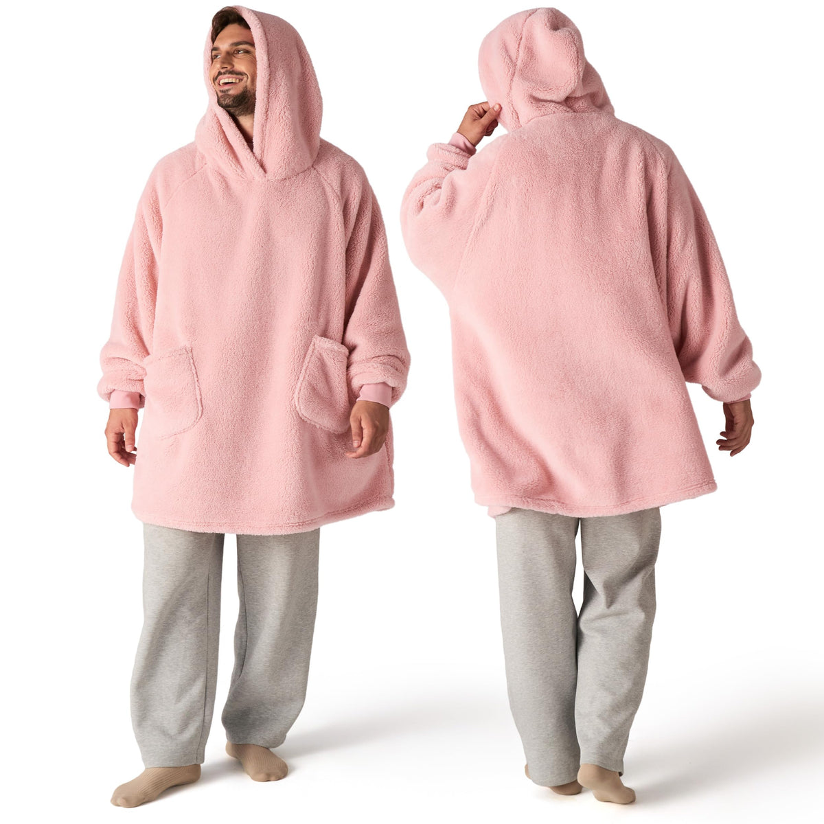 Bedsure Soft Wearable Blanket Hoodies for Women, Grey, Standard