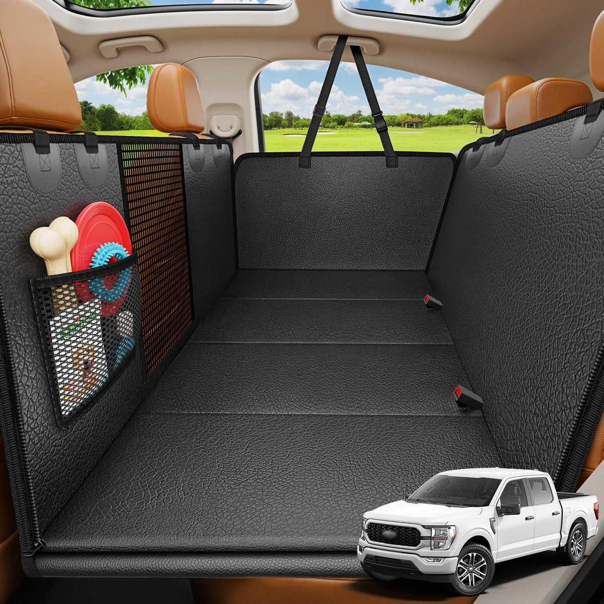 URPOWER Hard Bottom Dog Car Seat Cover for Pets 100% Waterproof Seat Cover Hammock 600D Heavy Duty Scratch Proof Nonslip Durable Back Seat Covers for Cars Trucks and SUVs