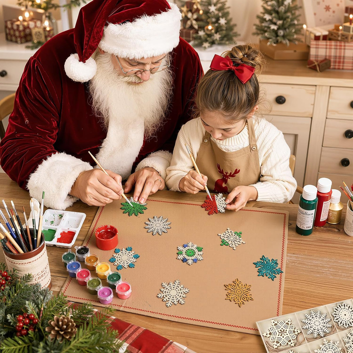 Wooden Snowflakes Ornaments Rustic Christmas Decorations for Tree Crafts