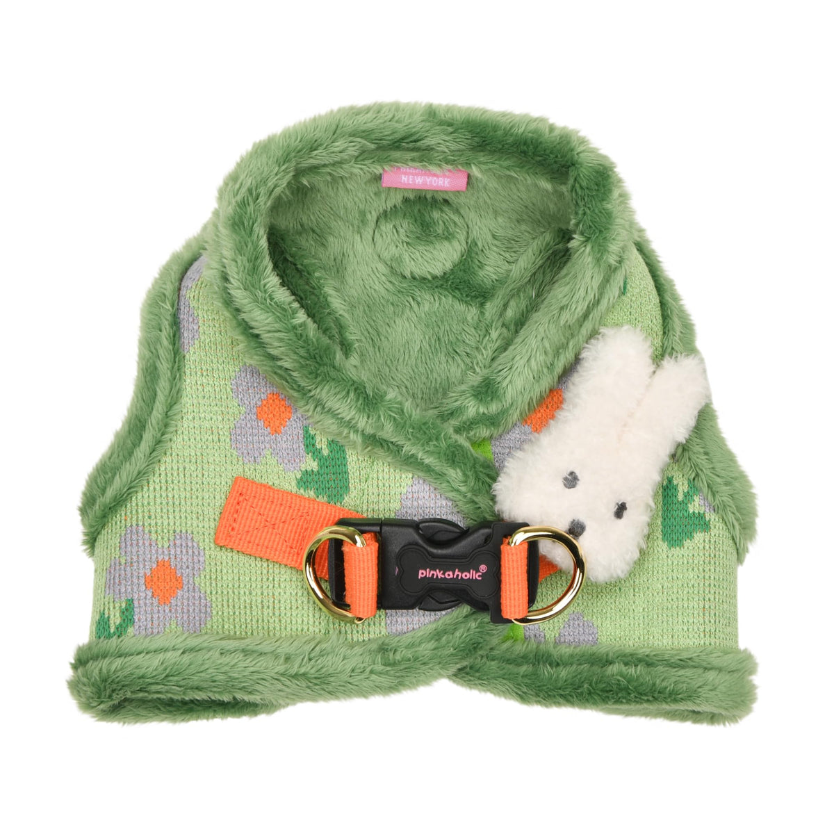 Pinkaholic New York Lidia Vest Dog Harness Step-in Warm Winter Flower Pattern for Small Dog, Light Grey, Large