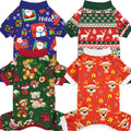4 Pack Dog Christmas Pajamas Reindeer Puppy Clothes Cute Santa Claus Dog Pajamas Costumes Outfit Red Green Medium