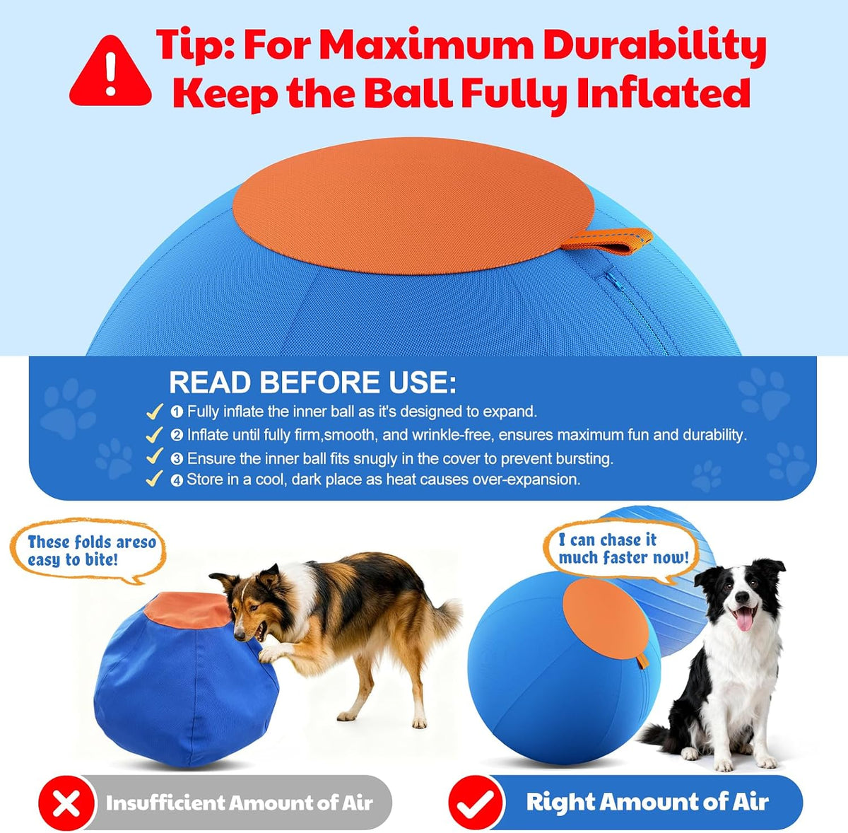 Happypaw 3.0 2026 Upgrade 18'' Herding Ball for Dogs – Enhanced Chew Resistance & Heavy-Duty Material, Dog Toy Agility Equipment for Australian Shepherds,Collies, Includes 5 Repair Patches
