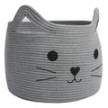 Small Woven Rope Storage Basket, Cute Cat Toy Basket for Living Room, Baby Baskets for Nursery, Gift Baskets Empty for Baby Shower, Grey, 9.8 x 4 inches