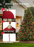 Brightown 15 Pcs Red Velvet Christmas Ornaments Balls Set, 3.15 Inch Balls
