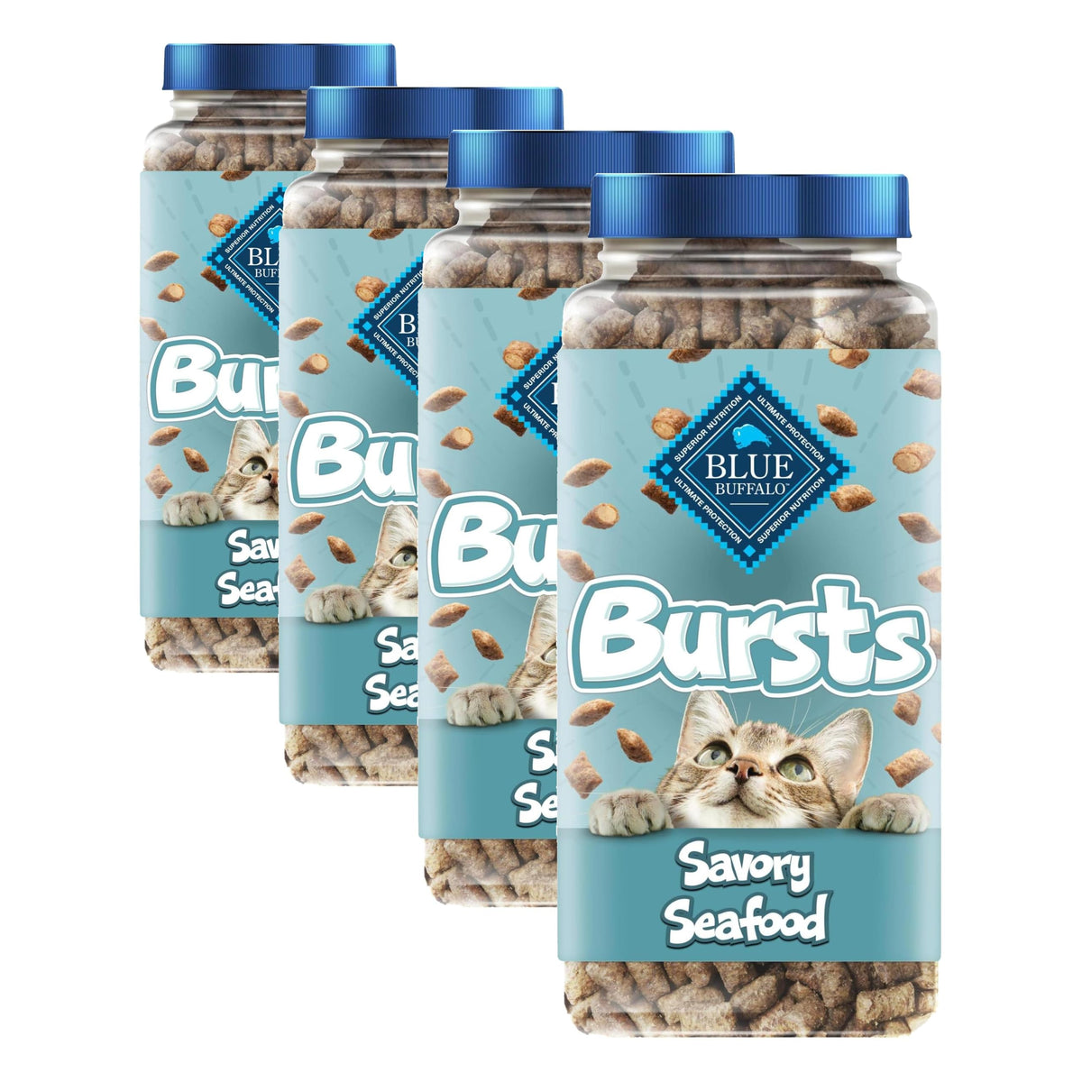 Blue Buffalo Bursts Paw-Lickin' Chicken Crunchy & Creamy Cat Treats, Great for Training, Made with Real Chicken Natural Cat Treats Enhanced with Vitamins, Minerals & Other Nutrients, Tub 12 oz.