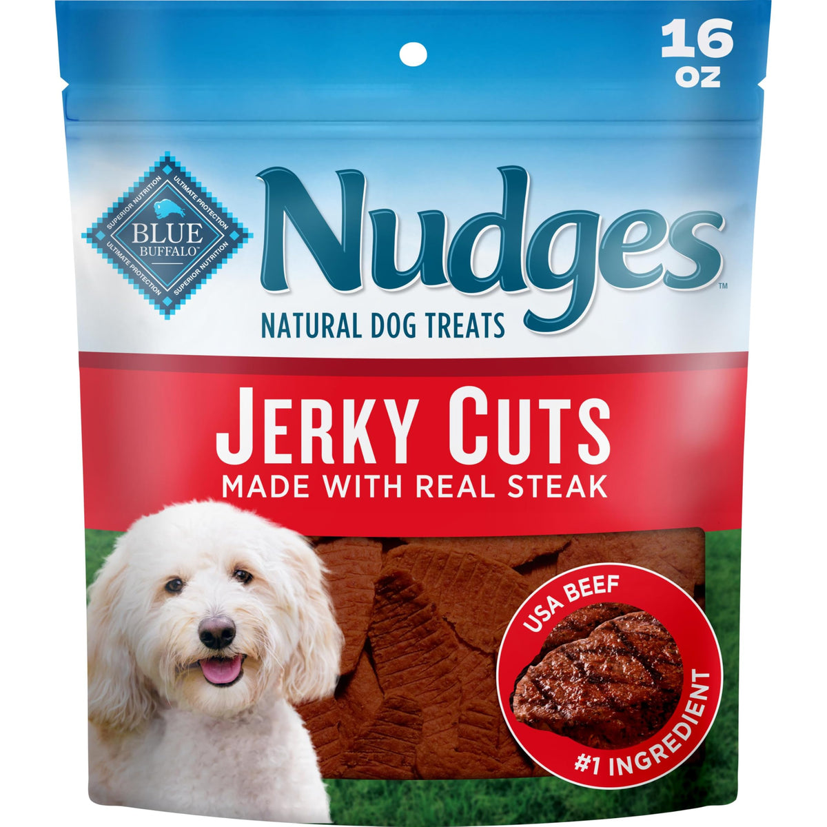 Blue Buffalo Nudges Chicken Jerky Cuts Natural Dog Treats, Tender & Meaty Dog Snacks, Healthy Reward or Training Treat, Made in the USA with Real Chicken, No Artificial Preservatives, 36 oz.