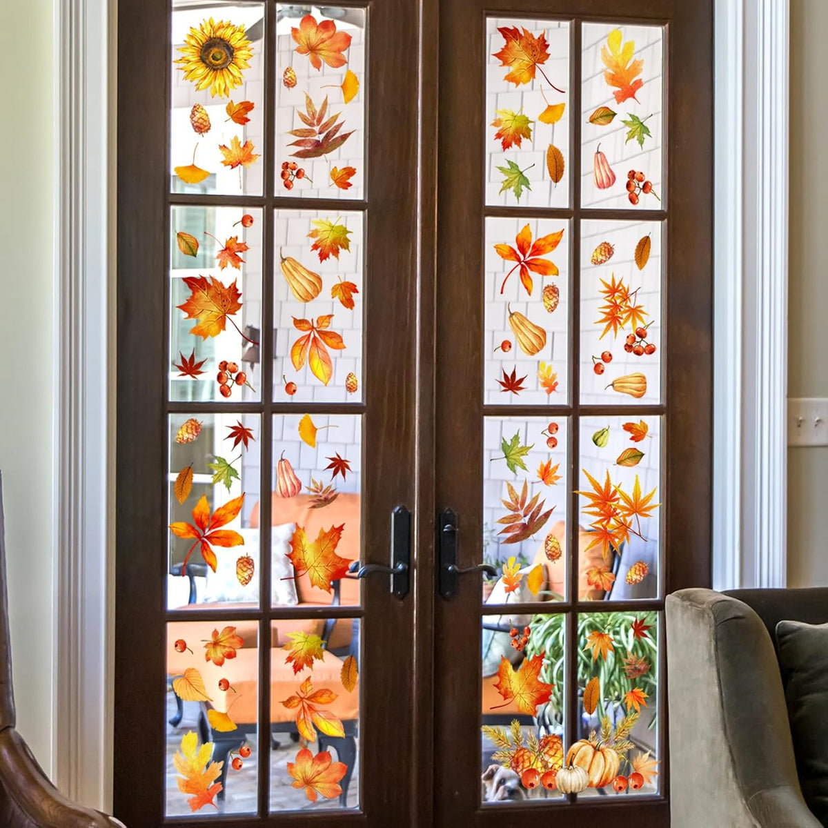 Fall Window Clings, Double-Sided Autumn Decorations