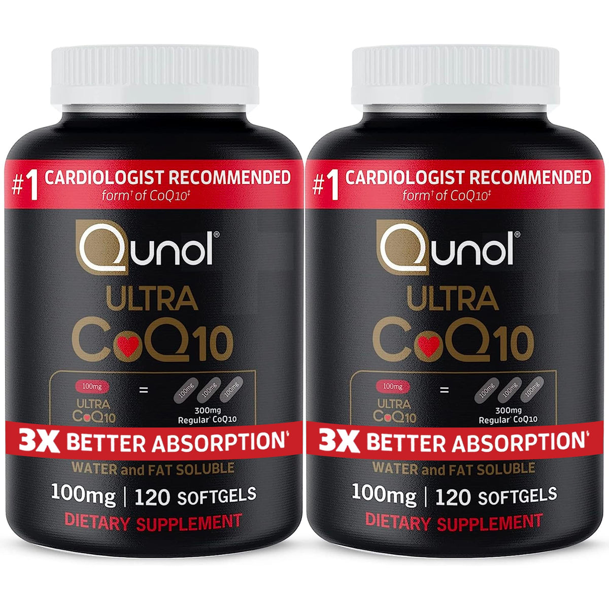 Qunol Ultra CoQ10 100mg Softgels- 3x Better Absorption, Antioxidant for Heart Health & Energy Production, Coenzyme Q10 Vitamins and Supplements, 3 Month Supply, 90 Count