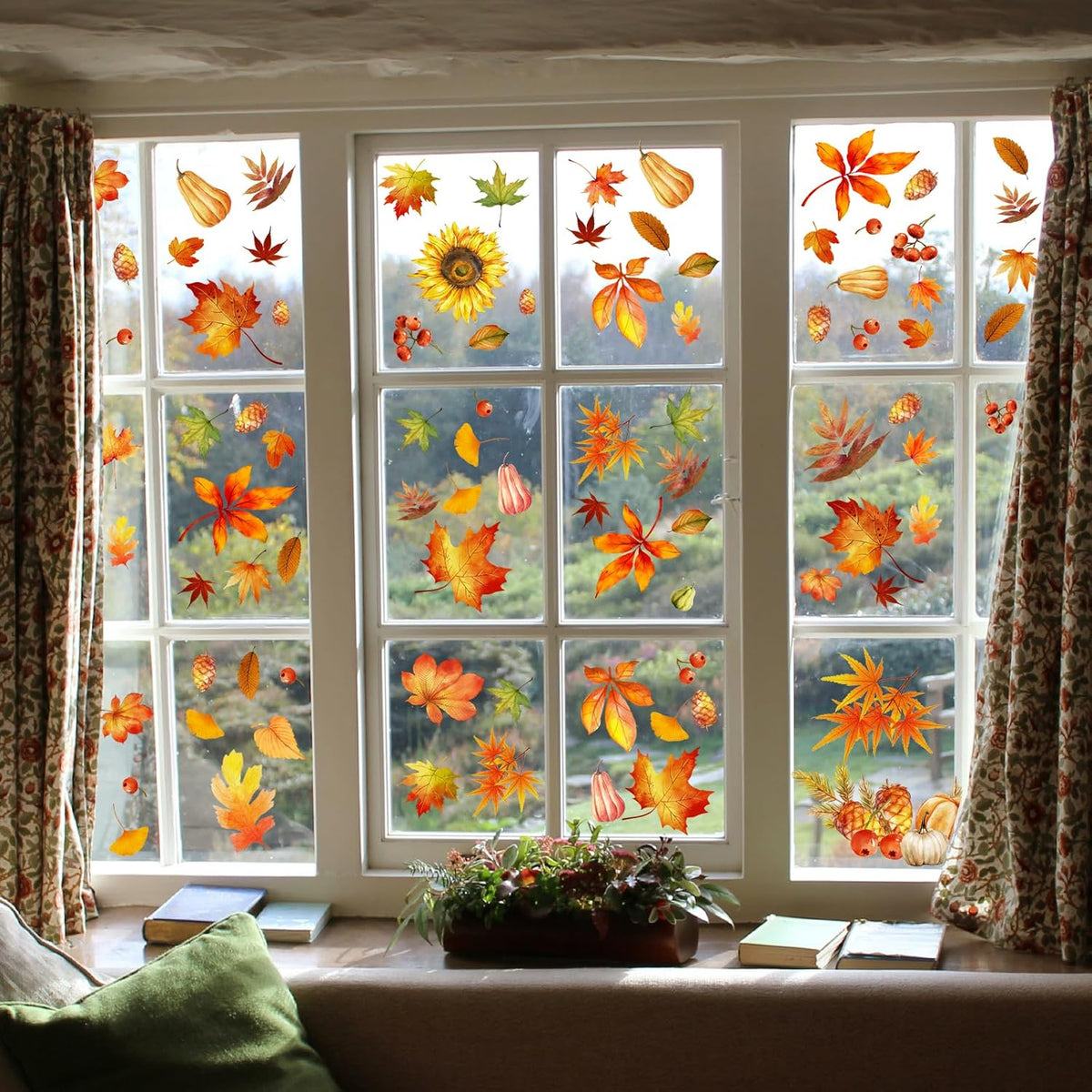 Fall Window Clings, Double-Sided Autumn Decorations