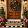 Tinideya 2 23.6 X 35.4 Inches Plaid Ghost Red Brown | Layered Coir Doormat Set, Non Slip Backing for Outdoor Entryway, Buffalo Plaid Seasonal Design, Front Porch Home Decor