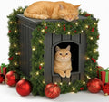 DRATO Outdoor Cat House -Weatherproof Resin Cat Houses for Cats, Durable, Easy Assembly,cat Igloo Outdoor，Durable & Insulated Shelter for Garden, Patio, or Backyard（Black，18.46 * 23.62 * 21.42）