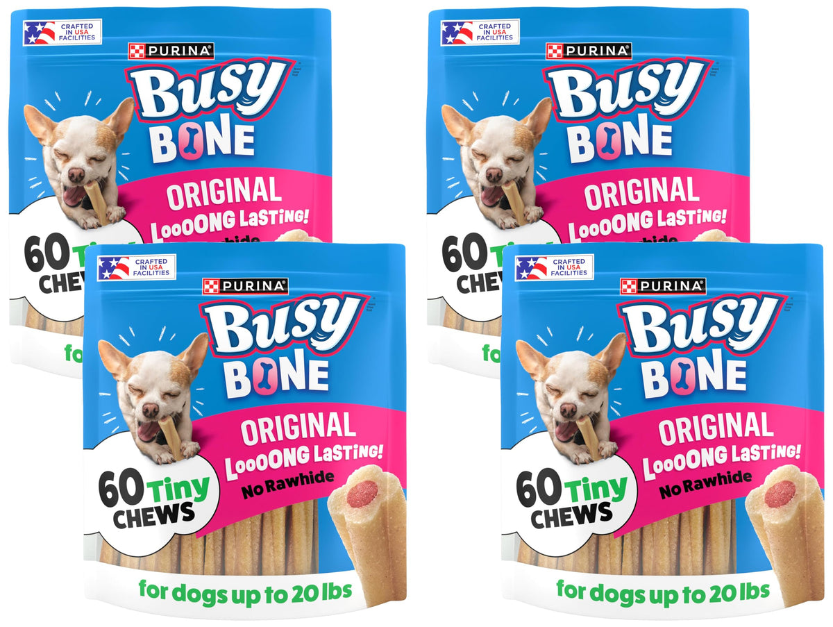 Purina Busy Bone Adult Toy Breed Dog Chew Bone Treats, Tiny - 60 ct. Pouch