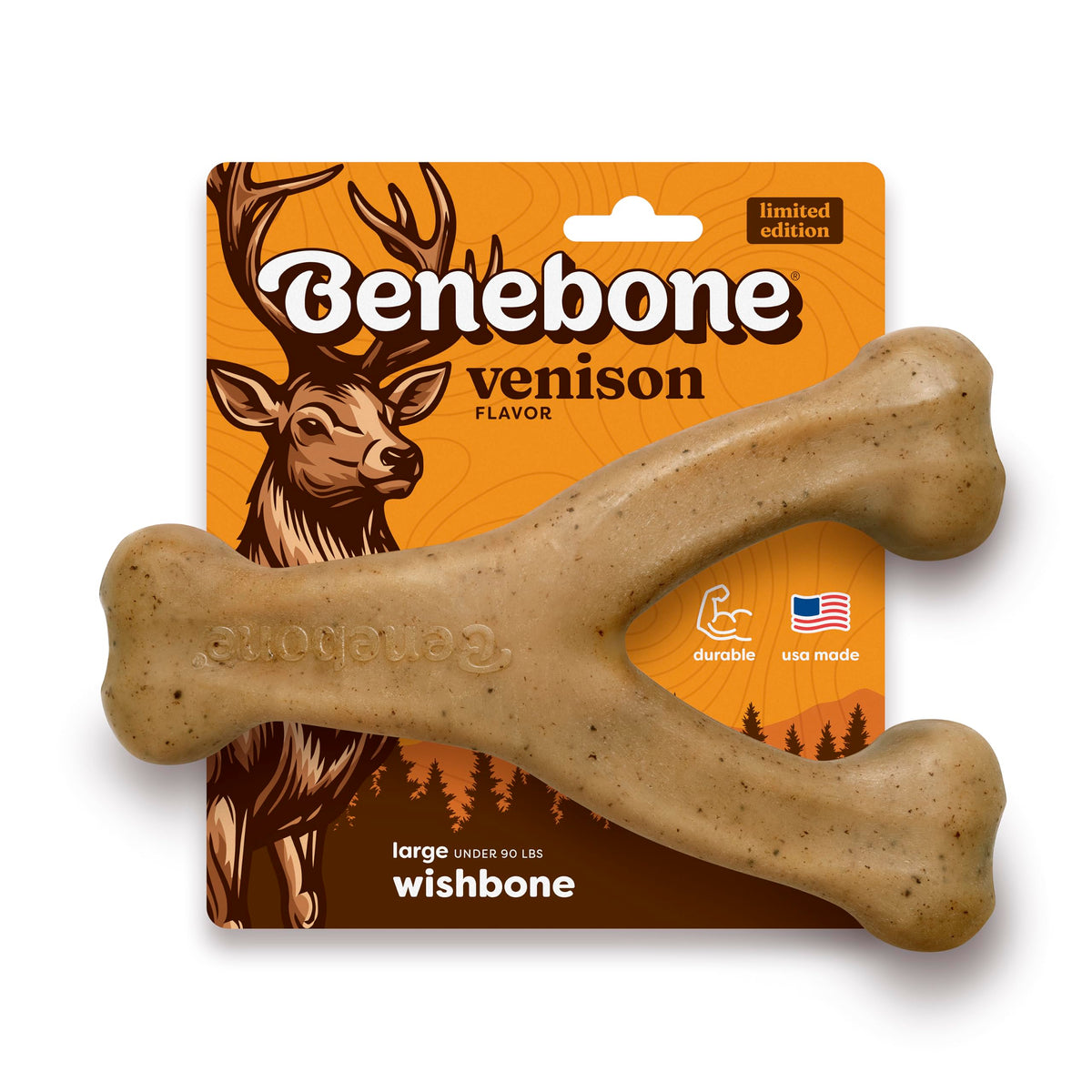 Benebone Wishbone Chew Toy for Aggressive Chewers, Pumpkin Spice, Small