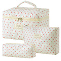 HBselect Quilted Makeup Bag, 3PCS Cotton Large Travel Makeup Bag, Cute Floral Coquette Make up Bag Cosmetic Bag Toiletry Bag for Women Girls