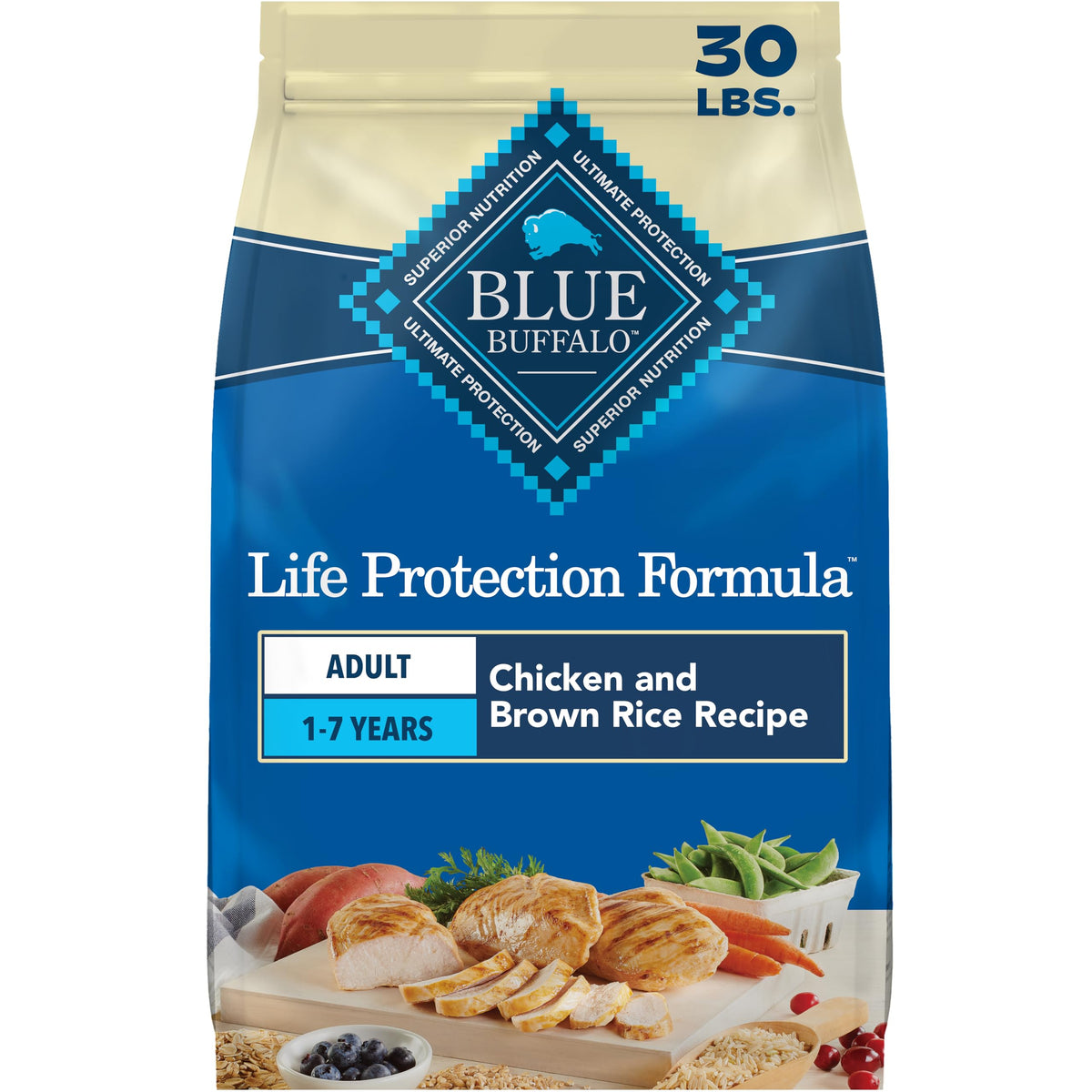 Blue Buffalo Life Protection Formula Lamb & Brown Rice Adult Dry Dog Food, Supports Immunity with Antioxidant-Rich LifeSource Bits, Promotes Healthy Muscle Development, Skin & Coat Health, 15 lbs.