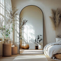 Arched Full Length Mirror with Stand, Black Floor Mirror | Aluminium alloy frame with HD float glass for distortion-free reflection. Free standing or wall mounted.