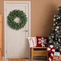 Christmas Wreath Pre Lighted 24 inch with 50 Led, Battery Operated Artificial Christmas Wreaths for Front Door with Lights, Green Christmas Decoration for Door Windows Wall
