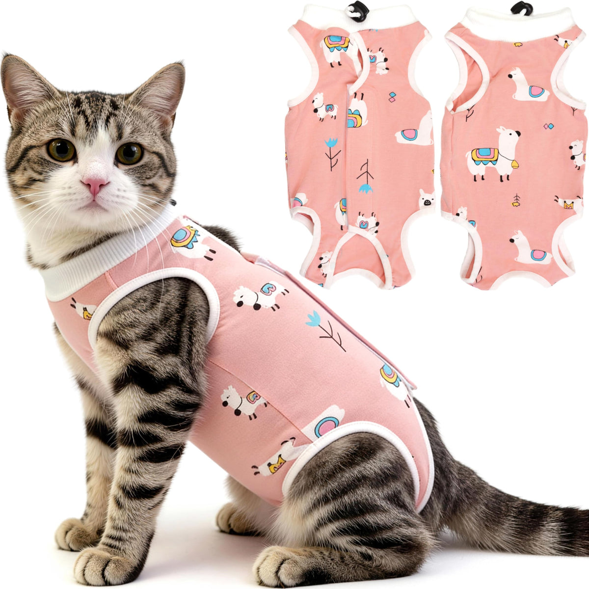 Hpetppy Cat Recovery Suit for Spay Abdominal Wounds, Kitten Onesie Bodysuit for Cats After Surgery, Cat Surgery Recovery Suit Female Cone of Shame Alternative for Cats Anti Licking (Pink,M)