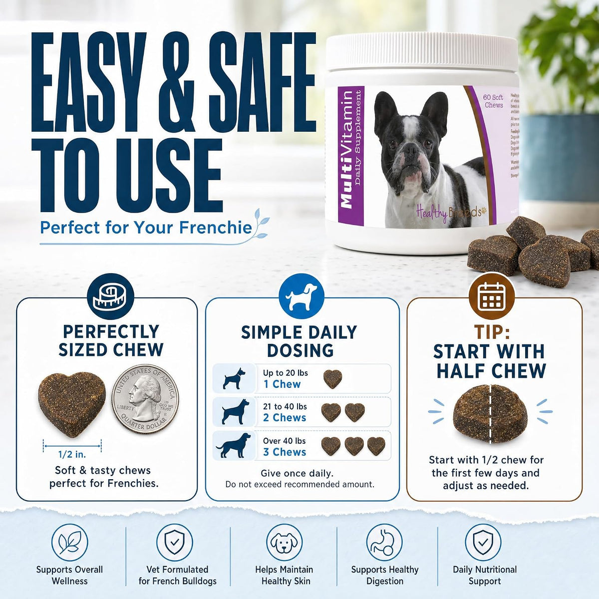 Healthy Breeds French Bulldog All in One Multivitamin Soft Chew 120 Count