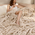 Bedsure Fluffy Bubble Faux Fur Throw Blanket, 50"x60", Cream