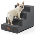 COZY KISS Dog Stairs for Small Dogs, 5 Tier Wider Pet Stairs for High Beds, 23.6" H Non-Slip Dog Steps for Old Cats, Puppies, Small Medium Dogs, 19.7x29.5x23.6 inch, Beige