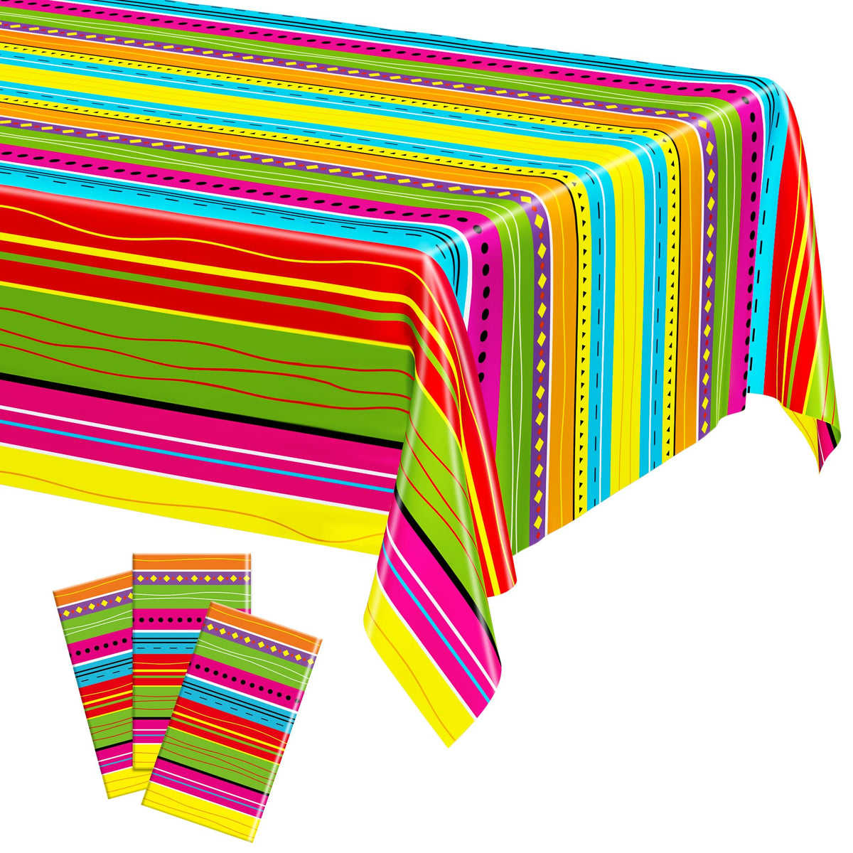 3 Pack Thanksgiving Tablecloths, 108" x 54" Disposable Turkey Table Cloth