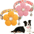 Small Dog Collar with Flower, Spring Dog Collar for Girl Dog Collars for Small Dogs Cute Dog Collar with Bell, Adjustable Length