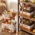 4 Pcs Thanksgiving Storage Basket Empty with Handles, Large Fabric