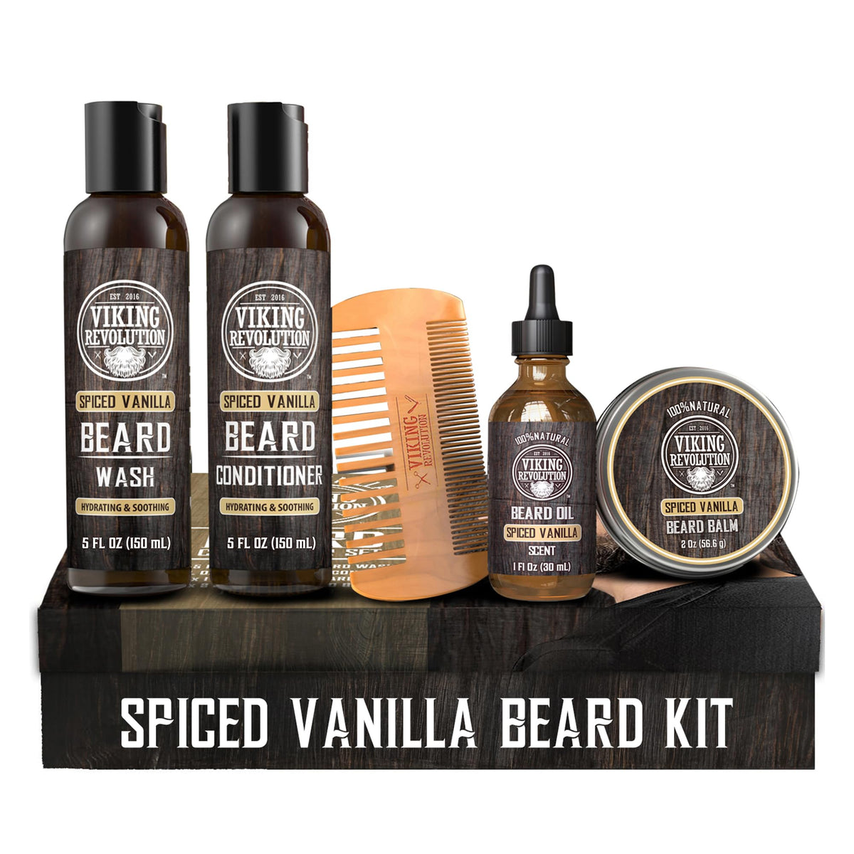 Viking Revolution Beard Conditioning Kit-CoffeeWhiskey, 5 Products Included