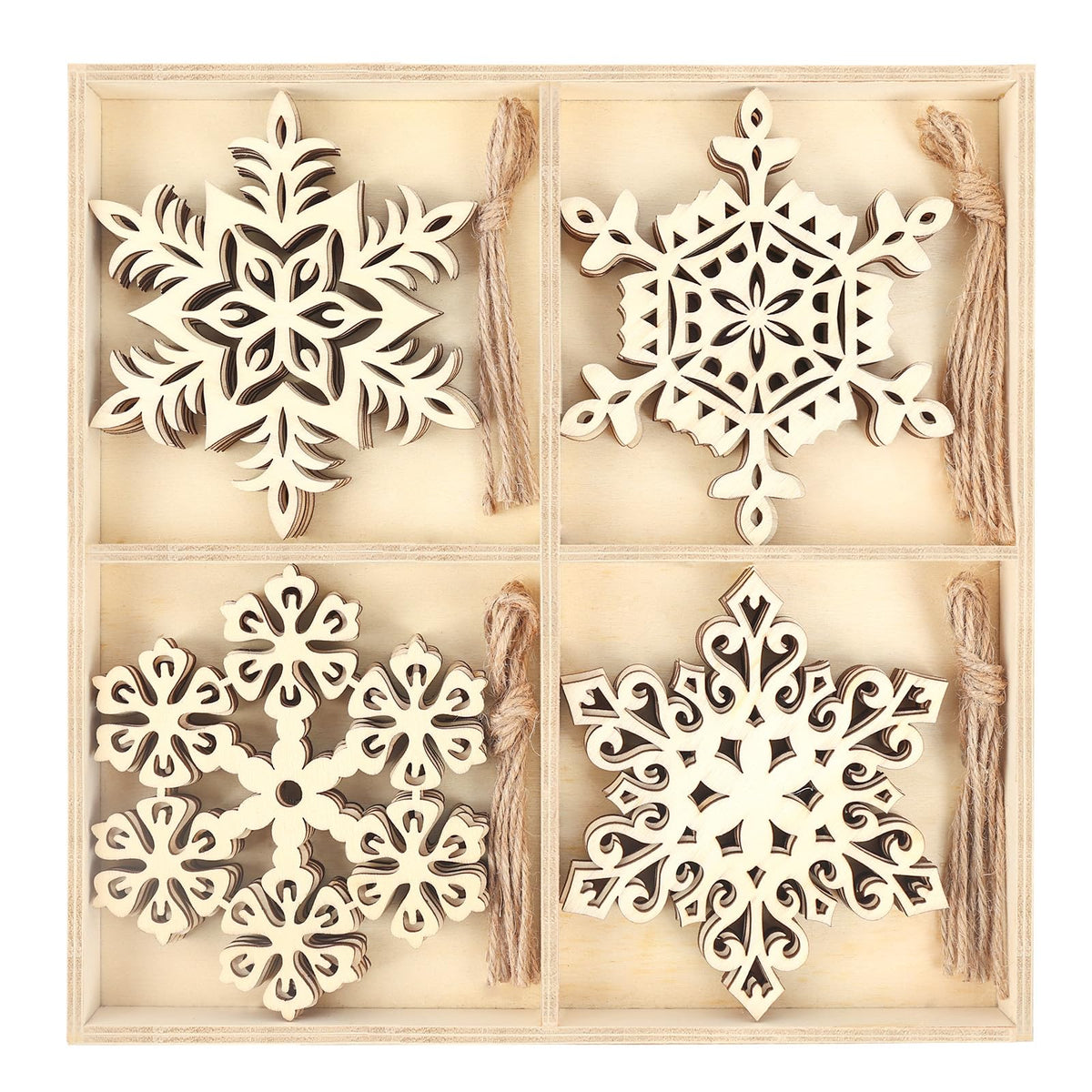 Wooden Snowflakes Ornaments Rustic Christmas Decorations for Tree Crafts