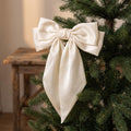 Thiccywoov 12 Pcs Satin Bow for Christmas Tree, Dark Green Long Tail Bows