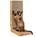 EHEYCIGA Cardboard Cat Scratcher for Indoor Kitten Cats, 19 Inch L Shaped Vertical Cat Scratching Board with Ball Cat Toy, Small Cat Scratcher Pad, Brown