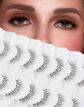 Natural Lashes That Look Like Extensions Strip Lashes Natural Look Thin Band Wispy Eyelashes 13mm Cat Eye False Eyelashes Foxy Eye Lashes 12 mm 7 Pairs S10