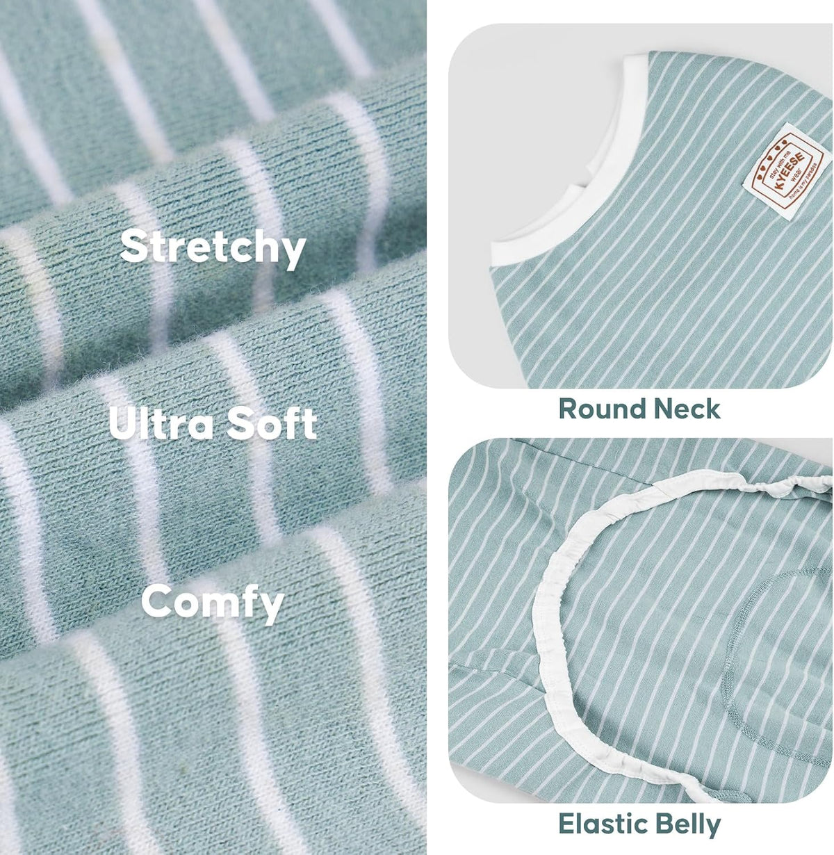 KYEESE Striped Dog Pajamas for Medium Large Dog Stretchy Onesie Daily Wear