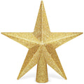 Christmas Tree Star Topper, 8" Gold Glitter Xmas Star Tree Decorations, 3D