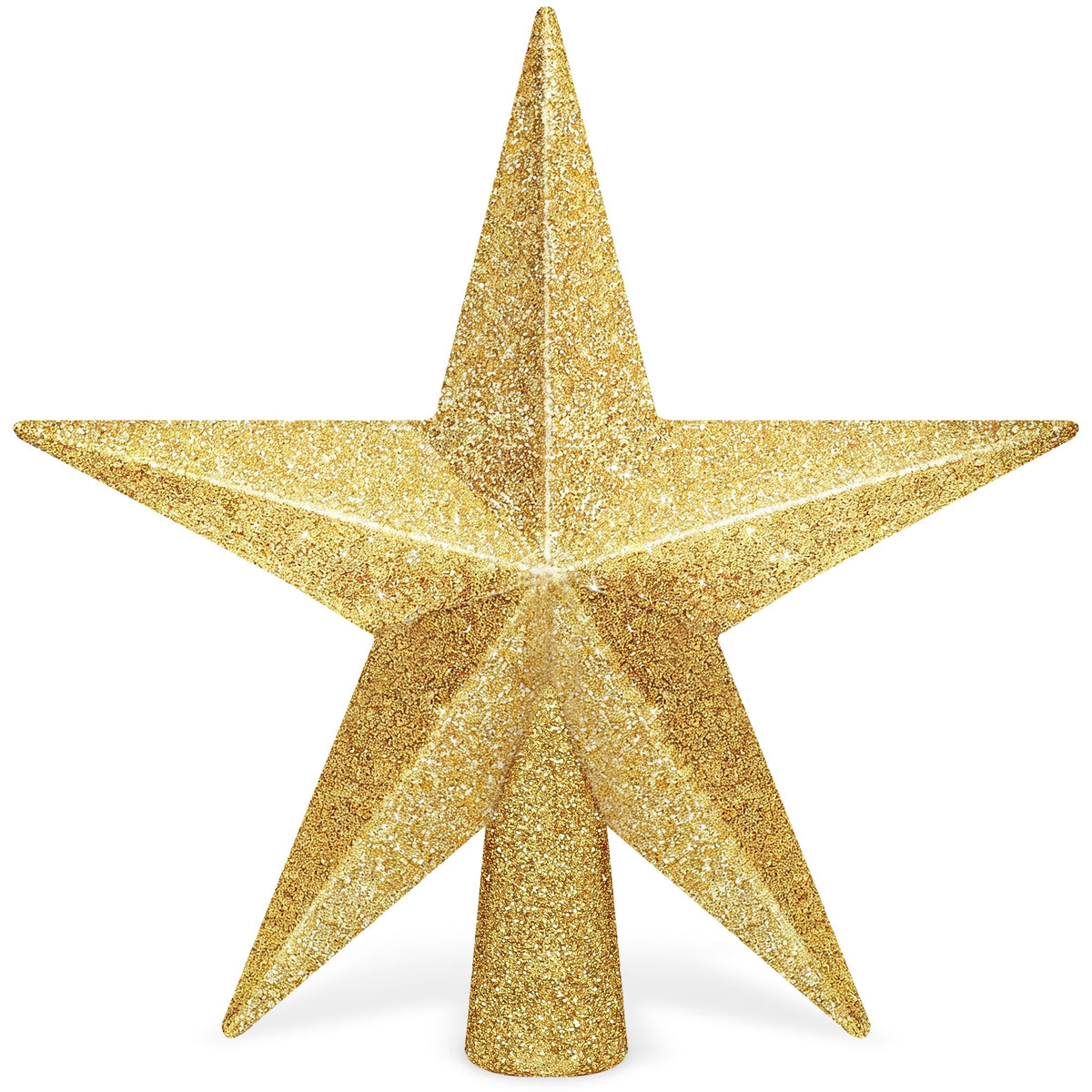 Christmas Tree Star Topper, 8" Gold Glitter Xmas Star Tree Decorations, 3D
