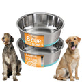 Neater Pet Brands Stainless Steel Dog Bowls with Non-Slip Rubber Bottom – Set of 2, 6 Cup (48 oz), Black - Heavy Duty Metal Dog Bowl, Dishwasher Safe, Food or Water Bowl, Ideal for Large Dogs
