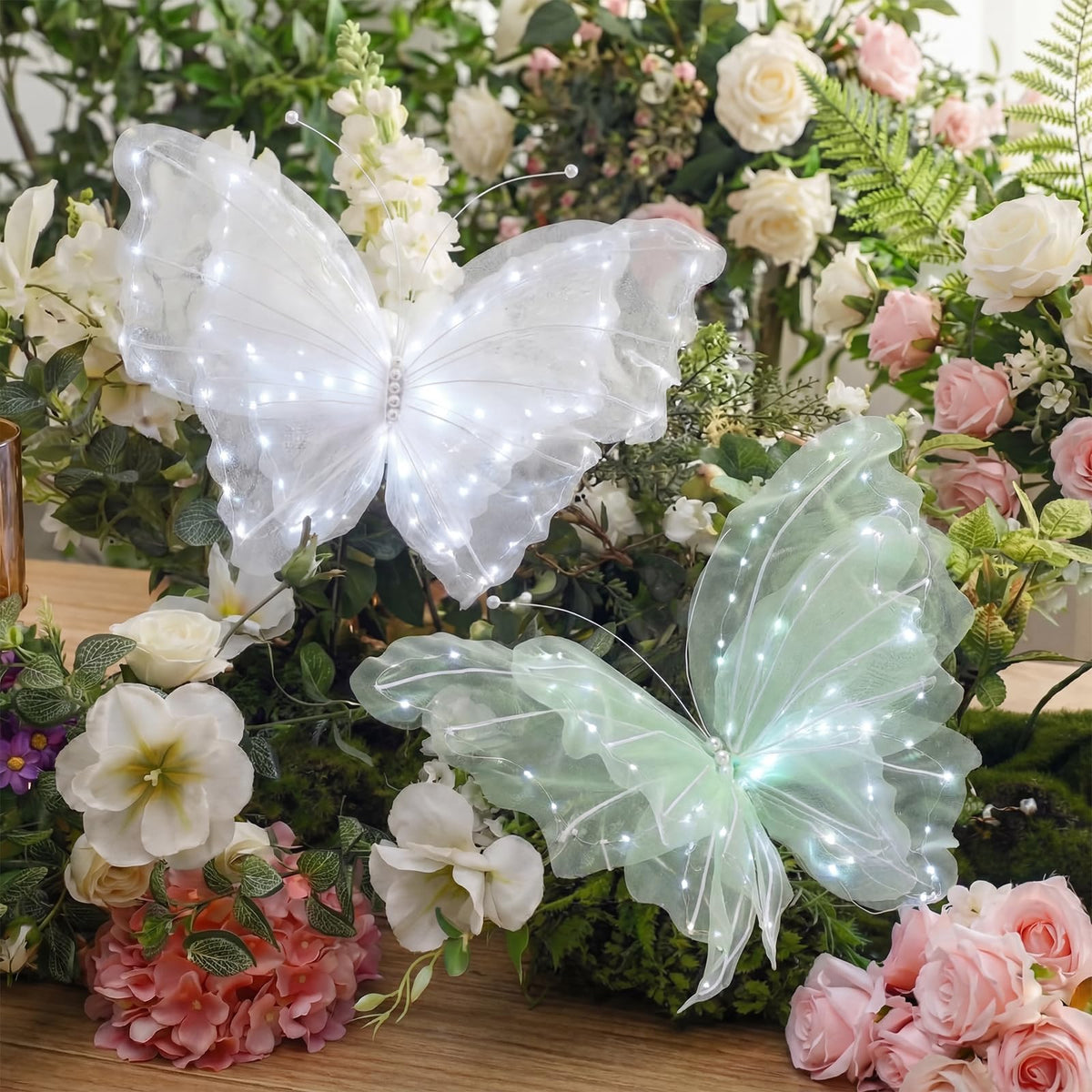 Yinkin 2 Pcs 20'' Christmas Large 3D LED Butterfly Decorations Pink