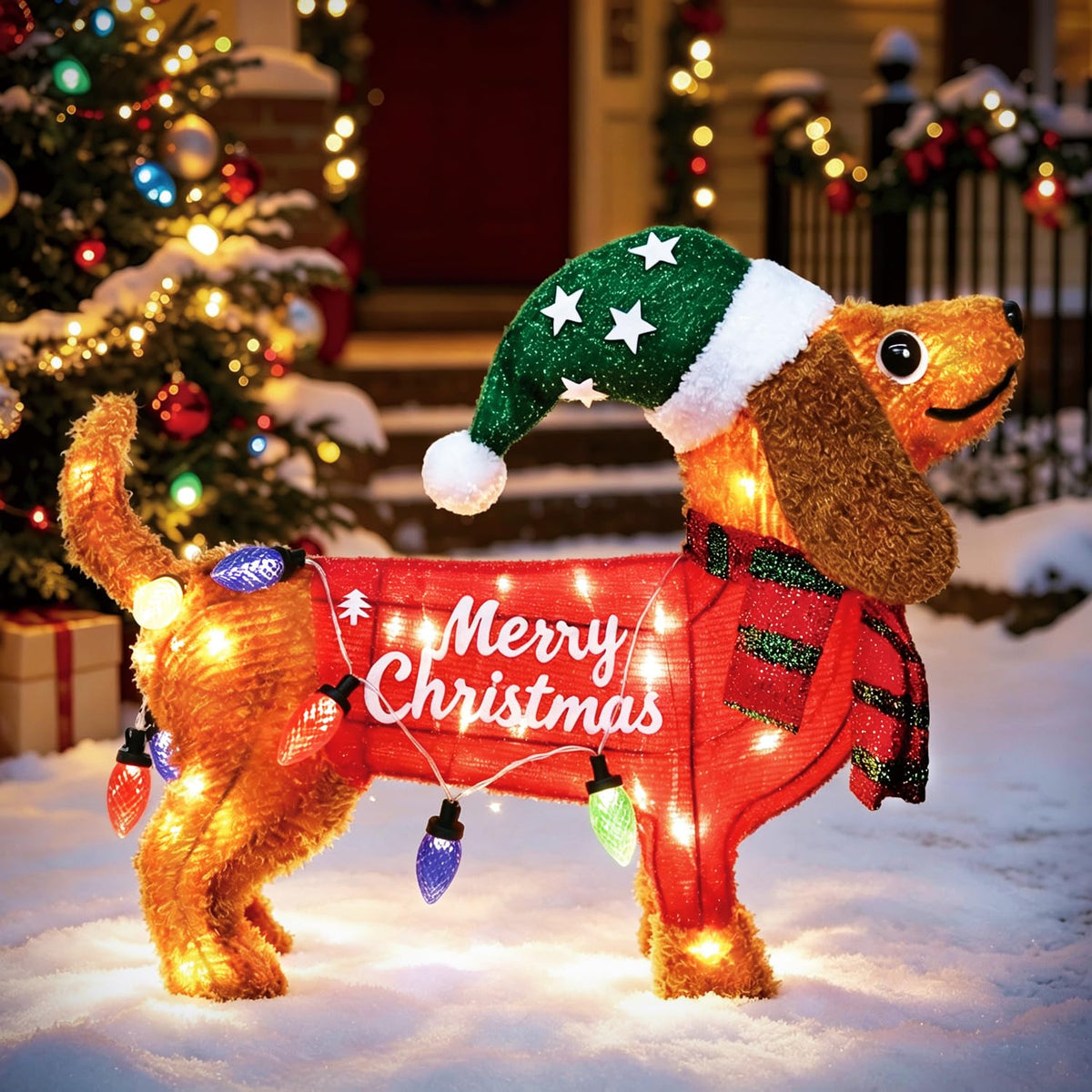 Lighted 2D Gingerbread Christmas Decorations, 2 Piece Gingerbread Man