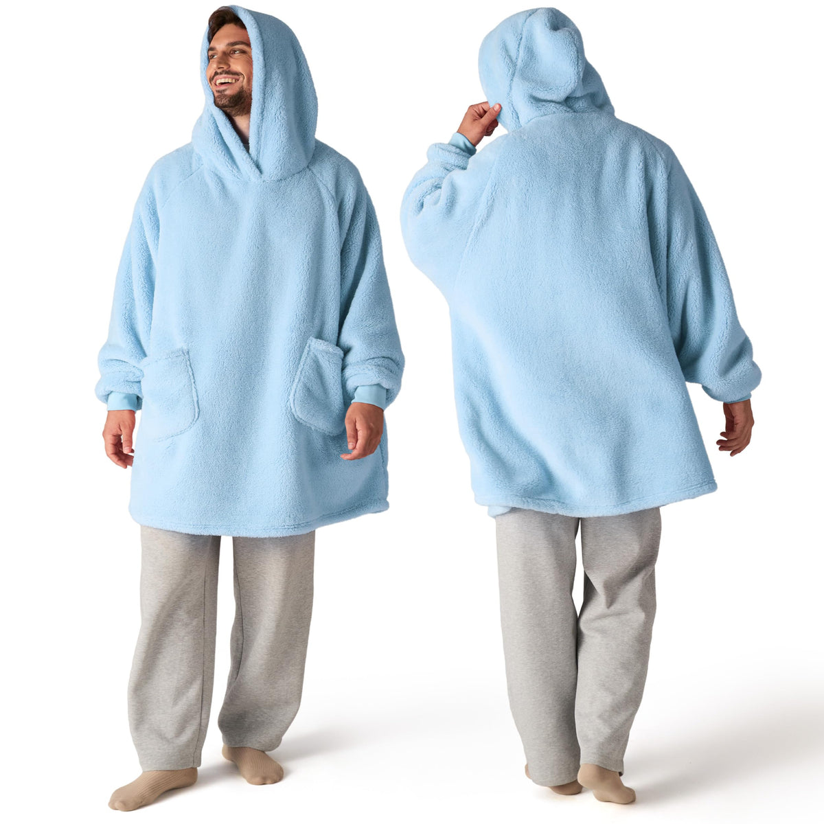 Bedsure Soft Wearable Blanket Hoodies for Women, Grey, Standard