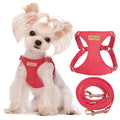 Puppytie xs Dog Harness with Multifunction Dog Leash,Soft Adjustable No Choke Escape Proof Pet Harness Vest,red-Camellia,XS