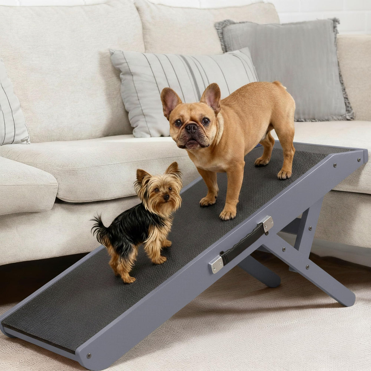 Dog Ramp for Couch – Non-Slip, Sturdy Build Foldable Wooden Dog Ramp – Supports up to 200 lbs – 7 Adjustable Heights (14"–20.5") – Enhanced Stability – Birchwood Pet Ramp for Small Dogs – Natural