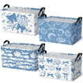 4 Pcs Thanksgiving Storage Basket Empty with Handles, Large Fabric