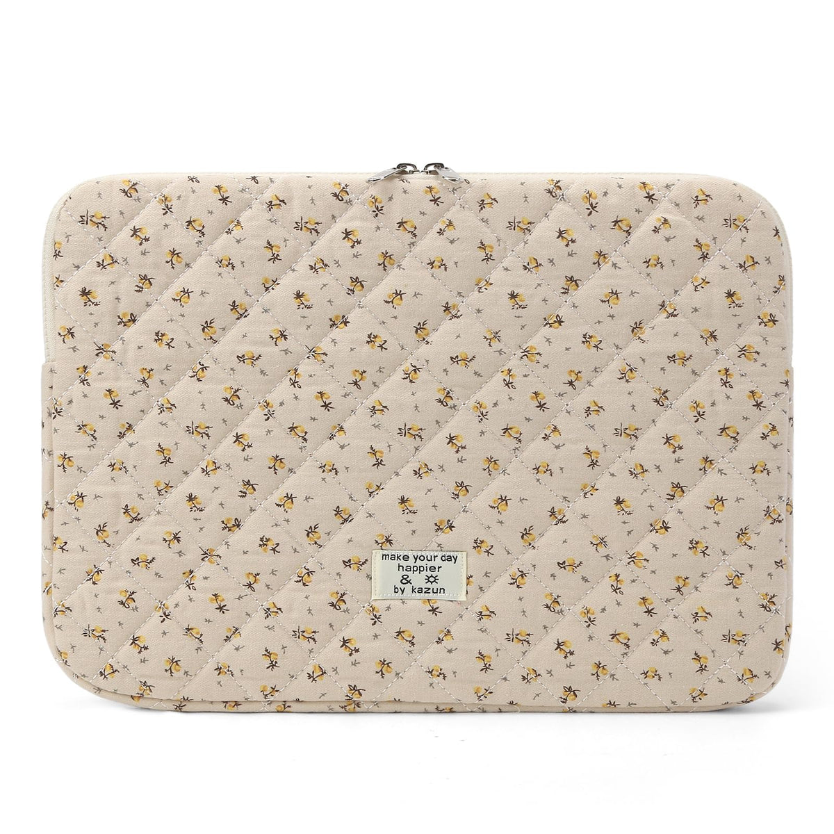 Puffy Laptop Sleeve 13 Inch Cute Quilted Laptop Protective Case Padded Floral Computer Sleeve for MacBook (A-Blue, 13 Inch)